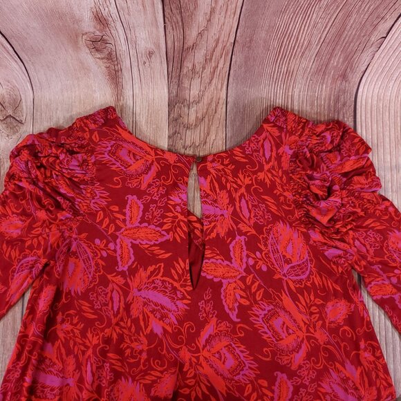 Free People Womens Size XS Hello Lover Tunic Top Scarlett Combo Boho V-Neck - Picture 10 of 16
